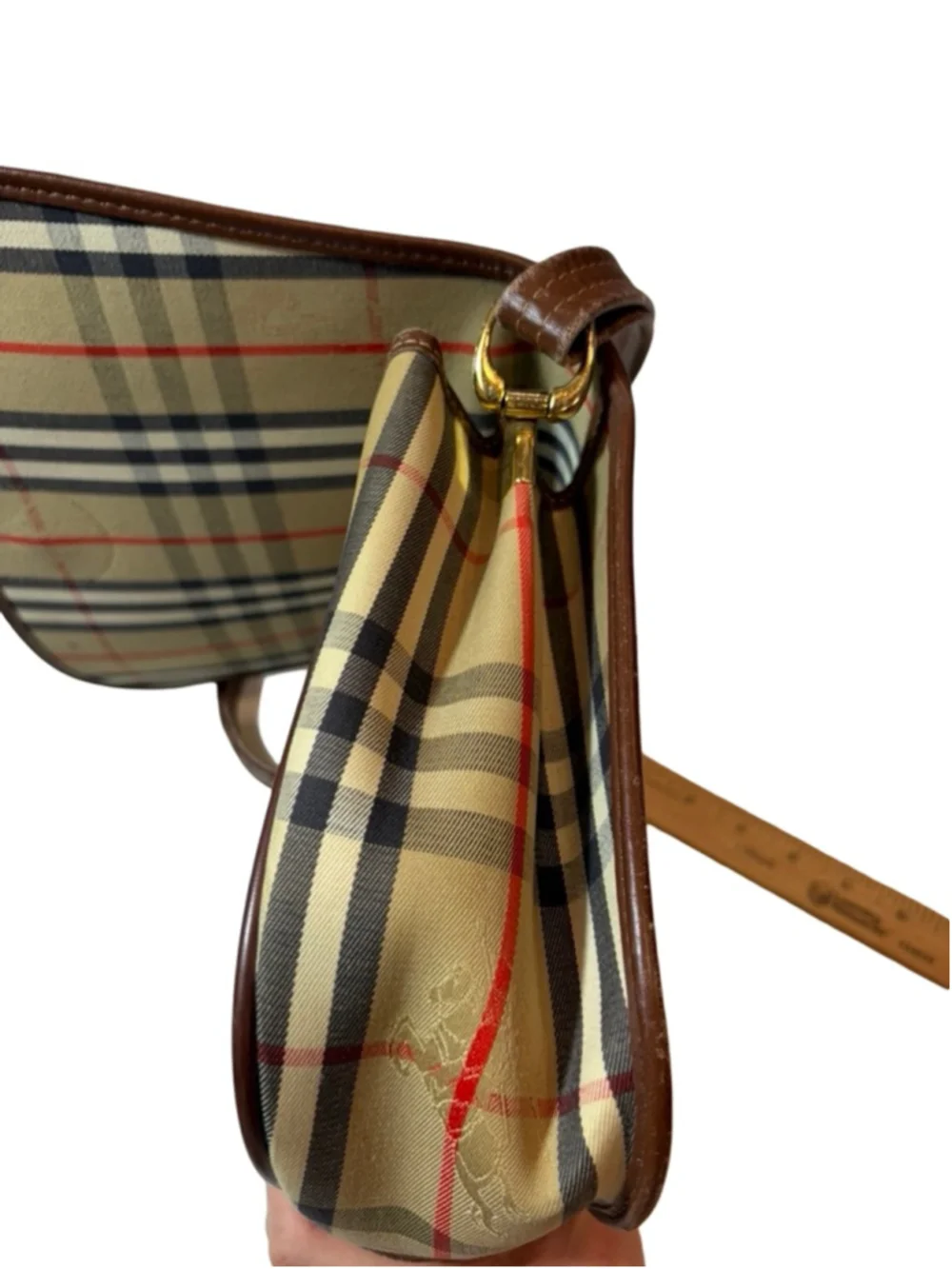 Burberry Nova Check Mini Shoulder Bag Canvas Leather Vintage Y2K - Picture 7 of 14